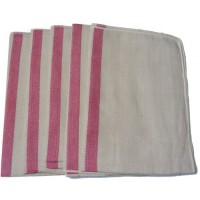 5 x 100% Cotton Red Stripe Professional Catering Heat Resistant Chefs Oven Cloths - GRADE A
