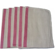 5 x 100% Cotton Red Stripe Professional Catering Heat Resistant Chefs Oven Cloths - GRADE A